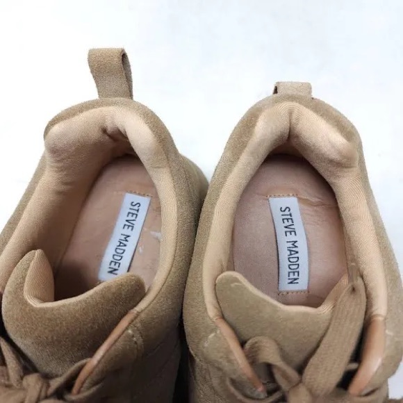 Steve Madden Hansel Tan Suede Leather Platform Sneakers - Picture 6 of 8